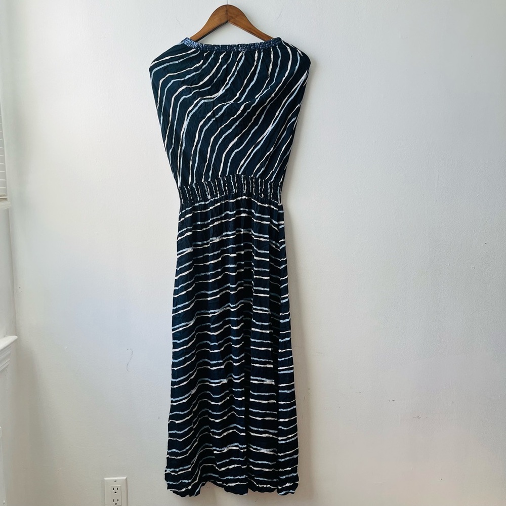 Elegant white and Navy Striped Dress